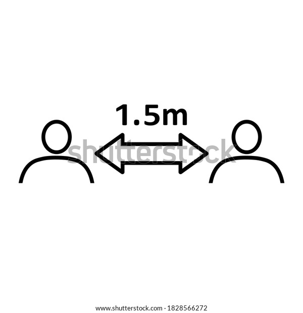Social distancing line icon. People divided by 1.5 m\
distance line