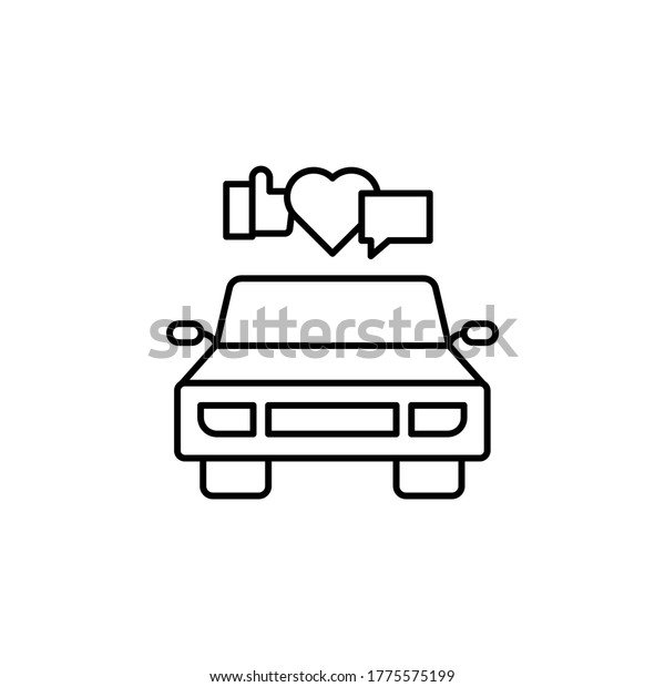 Social interaction, driving, car icon.\
Element of social addict icon on white\
background