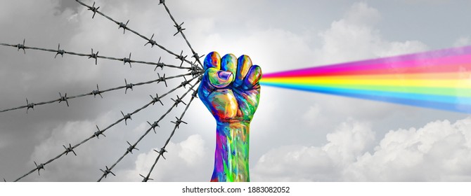 Social justice change and peaceful protest or protester unity as a fist of diversity as a nonviolent resistance symbol of hope and freedom from injustice for society in a 3D illustration style.
