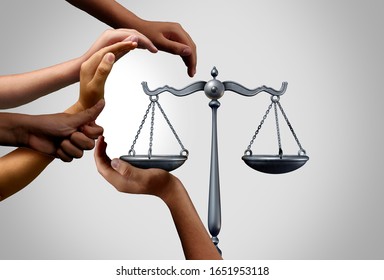 Social Justice And Diversity Equality Law In Society As Diverse People Holding The Balance In A Legal Scale As A Population Legislation Or Pro Bono And Class Action Suit With 3D Illustration Elements.