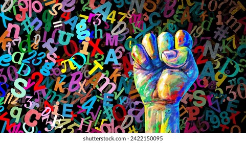 Social Justice In education and the power of learning and equality to have access to learn in school including business training or inclusive teaching for global students in a 3D illustration style. - Powered by Shutterstock