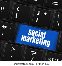 social marketing on computer keyboard - Shutterstock ID 171184406