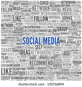 Social Media Concept In Word Tag Cloud On White Background