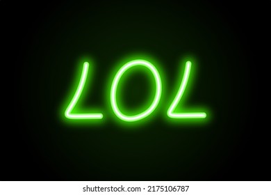 Social Media Lol Text Neon Sign Black Background