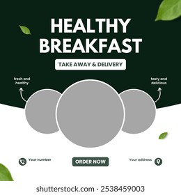 Social media post advertising business banner blank graphics design healthy food breakfast menu template  - Powered by Shutterstock