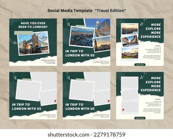 Social Media Post Template. Holiday trips Post Template Flat Design Illustration Editable of Square Background Suitable for Social media, Card, Greetings and Web Internet Ads. Business - Powered by Shutterstock