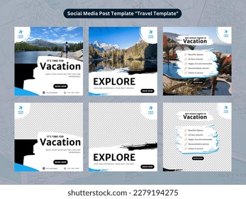 Social Media Post Template. Holiday trips Post Template Flat Design Illustration Editable of Square Background Suitable for Social media, Card, Greetings and Web Internet Ads. Business - Powered by Shutterstock