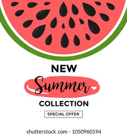 Social Media Sale Banner Or Summer Special Offer With Watermelon.  Illustrations For Website Template, Posters, Email And Newsletter Design, Promotional Material.