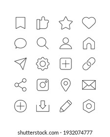 Social Media, Sns Line Icons Set. Web, App Icon Set.