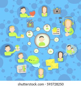 Social network circles concept set. Cartoon illustration of Social network circles  concept for web