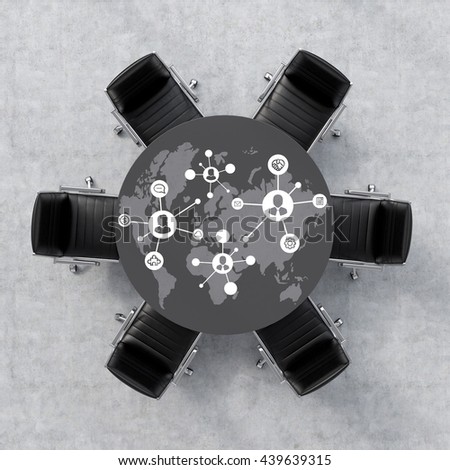 Social networking concept on table. 3d rendering