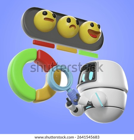 Social Sentiment Analytics analyzed by AI. 3D illustration