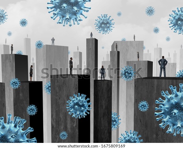 Society\
distancing disease control and limiting social contact with people\
to avoid flu virus infection to limit novel coronavirus or covid-19\
contagious germs with 3D illustration\
elements.