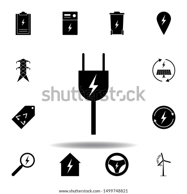 socket,\
lightning icon . Set of alternative energy illustrations icons. Can\
be used for web, logo, mobile app, UI,\
UX