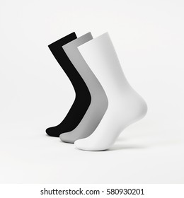 Socks, Three Socks Mockup 3d Rendering