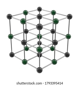 Sodium Chloride Molecule 3D Illustration On White Background