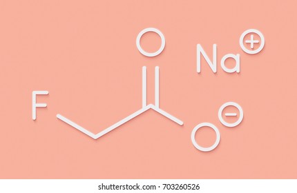 Sodium Fluoroacetate Pesticide (1080), Chemical Structure. Skeletal Formula.