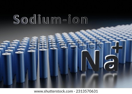 Sodium-ion batteries in a dark light spin around - 3D render - shallow focus Stock photo © 