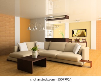 Sofa In A Drawing Room 3d Image