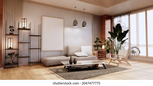 Sofa Furniture, Modern Room Japanese Design,minimal.3D Rendering