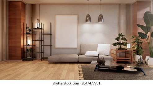 Sofa Furniture, Modern Room Japanese Design,minimal.3D Rendering