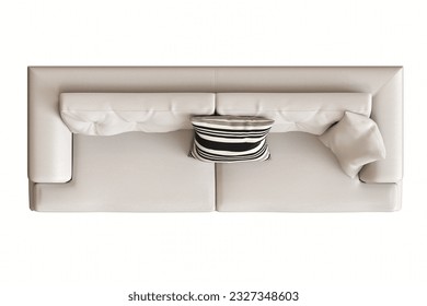 sofa isolated on white background, interior furniture, 3D illustration, cg render
