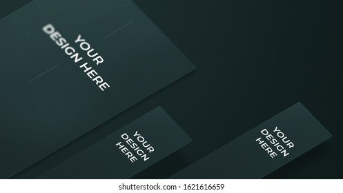 Sofa Mockup Poster For Desktop And Mobile Ui. Flat Lay Web Design Concept In Dark Green Color. Realistick Background With Shadows Layout Portfolio Style. Psd With Text Place