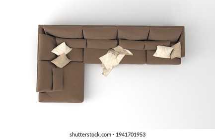 Sofa Top View Furniture 3D Rendering