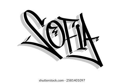 SOFIA city name sprayed graffiti letters isolated hand drawn style