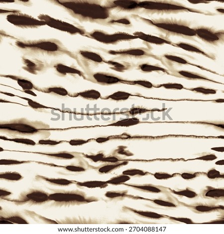 Soft abstract animal pattern with flowing brown stripes and watercolor-like spots on an ivory background. Perfect for fashion textiles, scarves, activewear, and modern decorative surfaces.