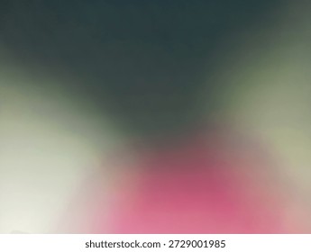 a soft, abstract gradient featuring a blend of muted and vibrant tones. The composition is dominated by a deep charcoal or dark grey at the top, which transitions into a hazy, olive-green midsection. The bottom half of the image is characterized by a bright, diffused magenta or hot pink glow on the right, balanced by a pale, off-white or light grey mist on the left. The overall texture is grainy and out-of-focus, creating a dreamy, ethereal atmosphere.