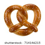 Soft baked pretzel isolated on white 3D rendering angled view