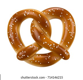 Soft Baked Pretzel Isolated On White 3D Rendering Angled View