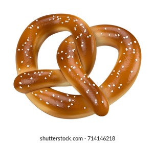 Soft Baked Pretzel Isolated On White 3D Rendering Angled View