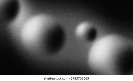 Soft blurred spheres float in a dark gradient space. Mysterious depth invites contemplation of unseen worlds. Image evokes calm, wonder, and quiet solitude. Ideal for abstract, cosmic