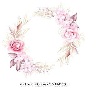 Soft Brown Watercolor Floral Frame Botanic Stock Illustration ...