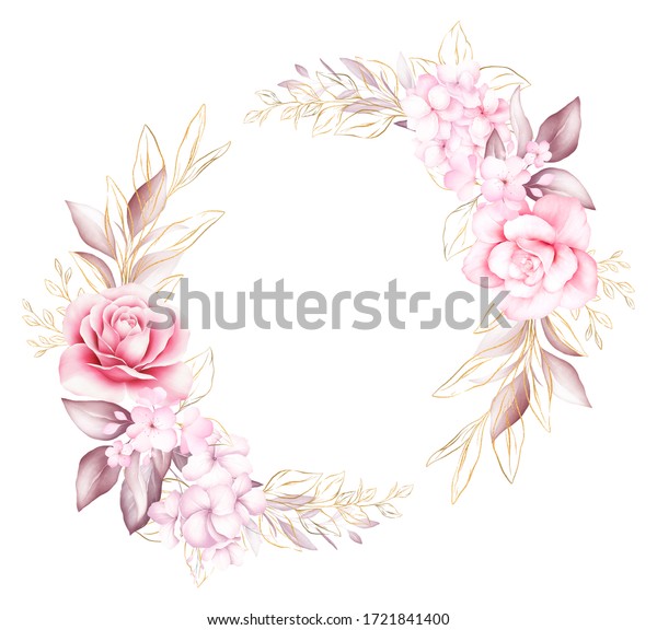 Soft Brown Watercolor Floral Frame Botanic Stock Illustration ...