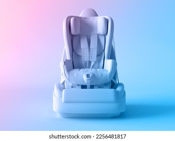 Soft child car seat 3d realistic icon. Gradient fashion illustration of child safety in the car. Car booster with seat belt. 3d render illustration - Powered by Shutterstock