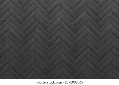 Soft convex wall panels, in black skin. Herringbone shape. High quality seamless realistic texture, 3d rendering