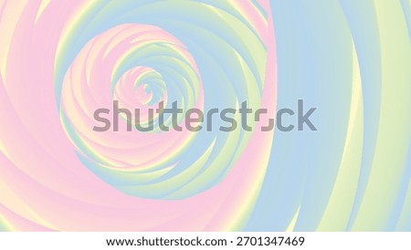 Soft and elegant abstract background featuring a mesmerizing swirl or spiral pattern in gentle pastel colors (pink, blue, yellow-green). Ideal for kids, beauty, or sweet concepts.