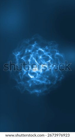 Soft glowing blue sphere with delicate electric textures on a dark smooth background.