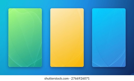 Soft Gradient Background Line Wave Illustration Set in Green Yel