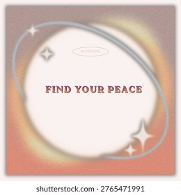 Soft gradient background with “Find your peace” quote. Minimal typography for calm and emotional balance.