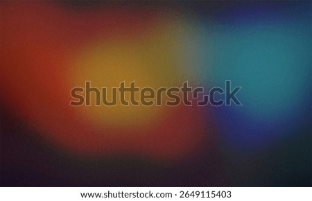 A soft, grainy gradient background transitions through warm reds and oranges to cool blues and greens, creating a vibrant and abstract visual texture.