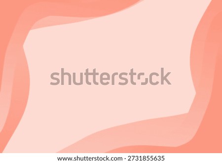 A soft and modern digital background featuring a warm salmon pink or light coral color palette. The composition is defined by a central open space framed by organic, flowing wave-like borders in varying shades of pink and peach. These layered curved shapes create a sense of depth and movement, drawing the viewer's focus toward the lighter center of the frame. Idea for valentine card.
