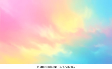 Soft pastel gradient with dreamy cloudlike texture blending pink yellow and blue creating a gentle abstract background