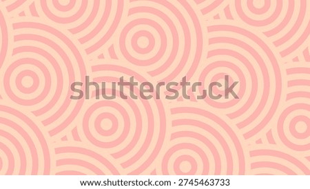 Soft peach background with overlapping circular rings creating an abstract pattern and warm mood