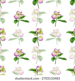Soft Pink Berry Seamless Pattern – Delicate Botanical Berry Design