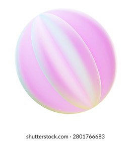 Soft pink spherical object with smooth iridescent layers and light