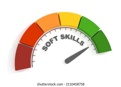 Soft Skills Level Meter. Economy And Social Concept. 3D Illustration